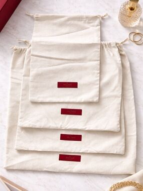 Valentino Garavani Set of 4 Dust Bags Beige Drawstring Storage